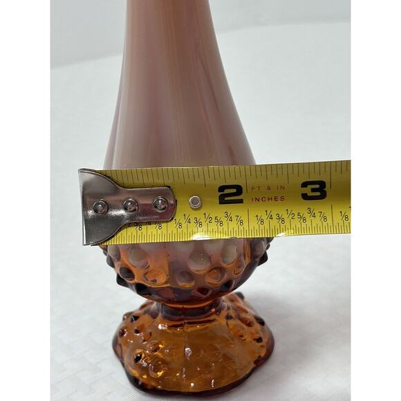 Vintage Fenton Bud Vase~Frosted Pink Opalescent Glass Swung Vase - Picture 9 of 11